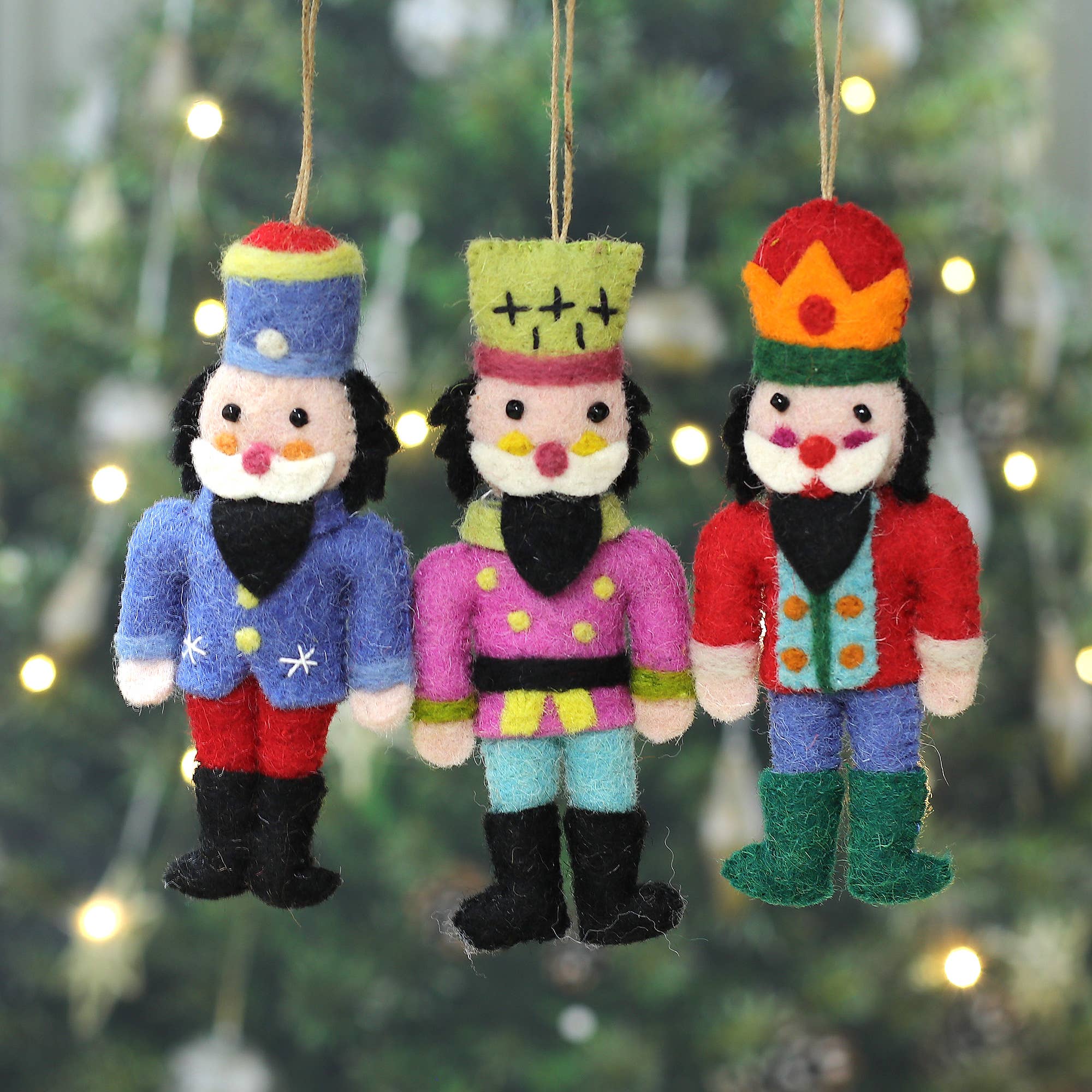 Festive Nutcrackers Wool Felt Ornaments