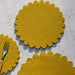 Crest Merino Wool 10" Trivet featuring traditional Japanese floral crest patterns, showcasing sustainable and luxurious Merino wool for kitchen protection.