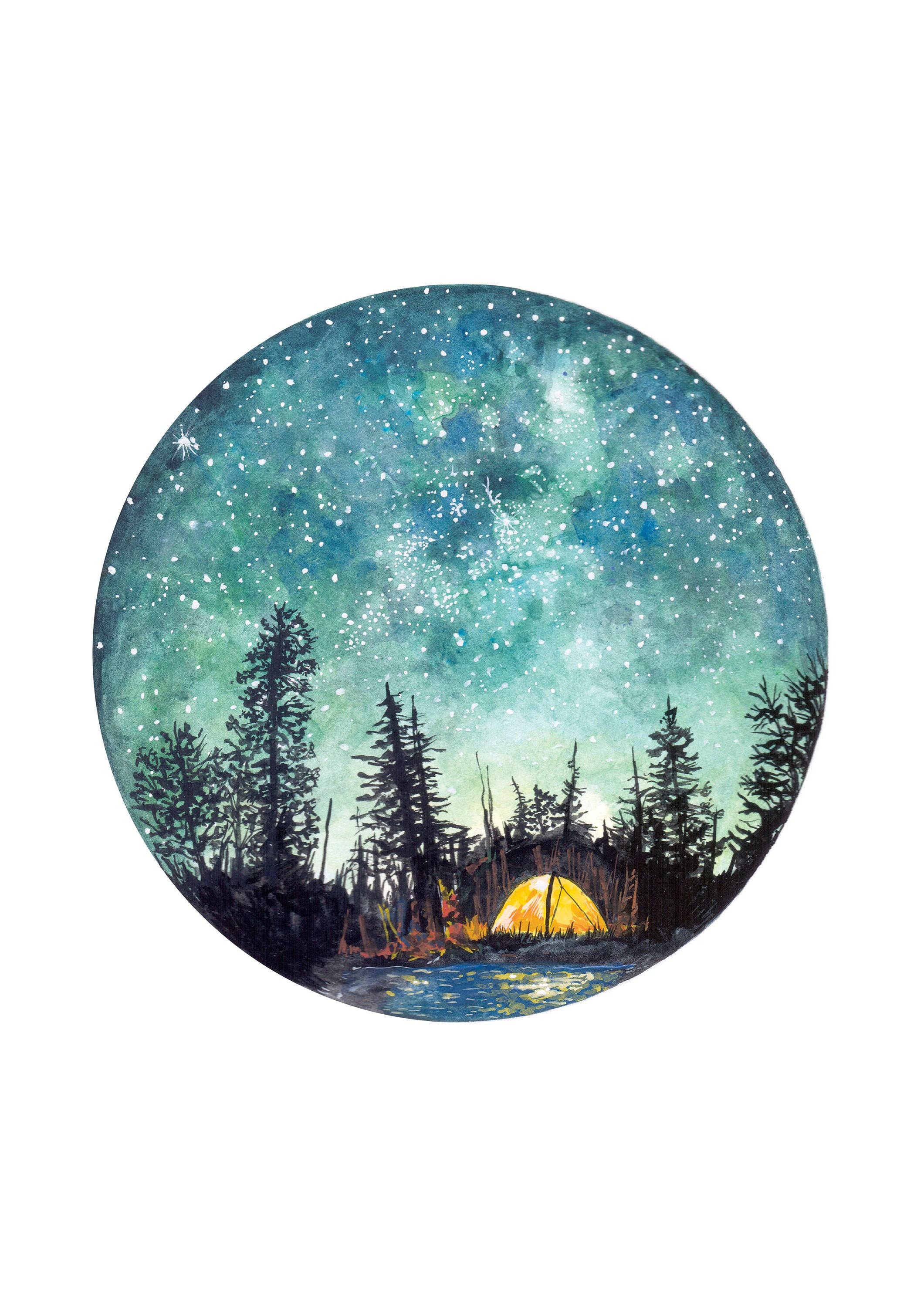 Camping at Night Giclée Print