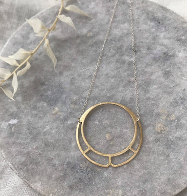 Brass circle pendant necklace
