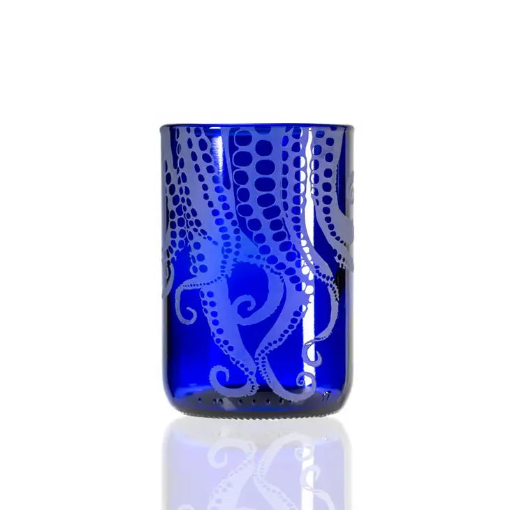 Octopus engraved drinking glass