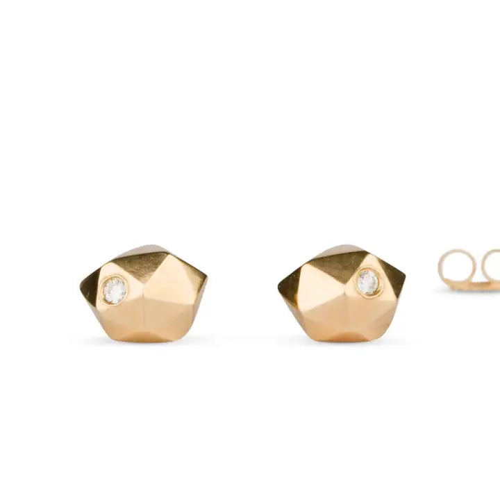 Tiny Fragment Diamond Studs in 14k Gold