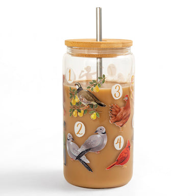 Christmas 12 days of Christmas glass can with bamboo lid