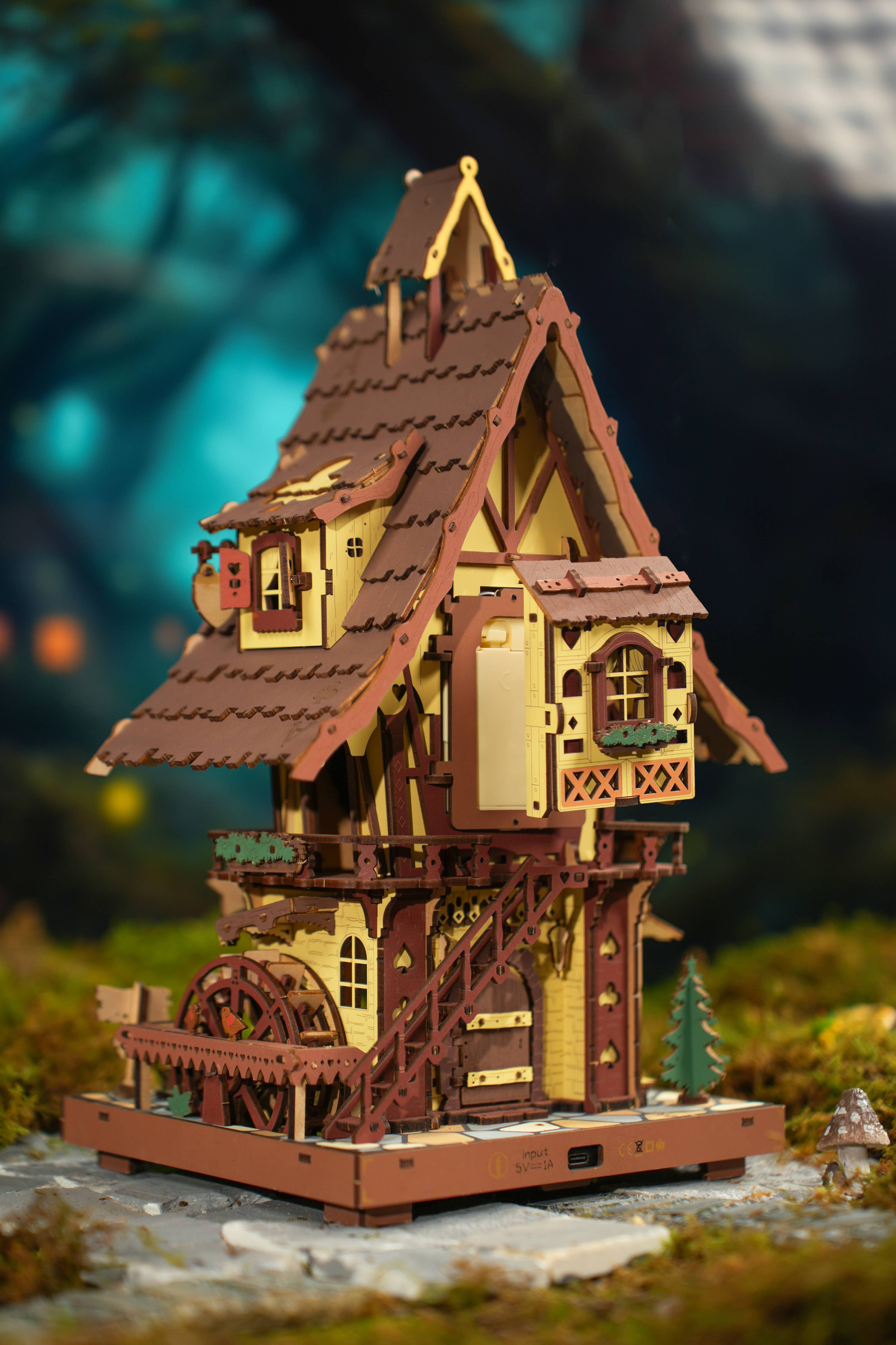Cuckoo Clock DIY Wooden Puzzle by Hands Craft, featuring the side view of a charming wooden clock puzzle with a delightful cottage theme, highlighting its unique layered structure.
