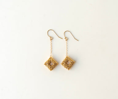 beaded square drop earrings