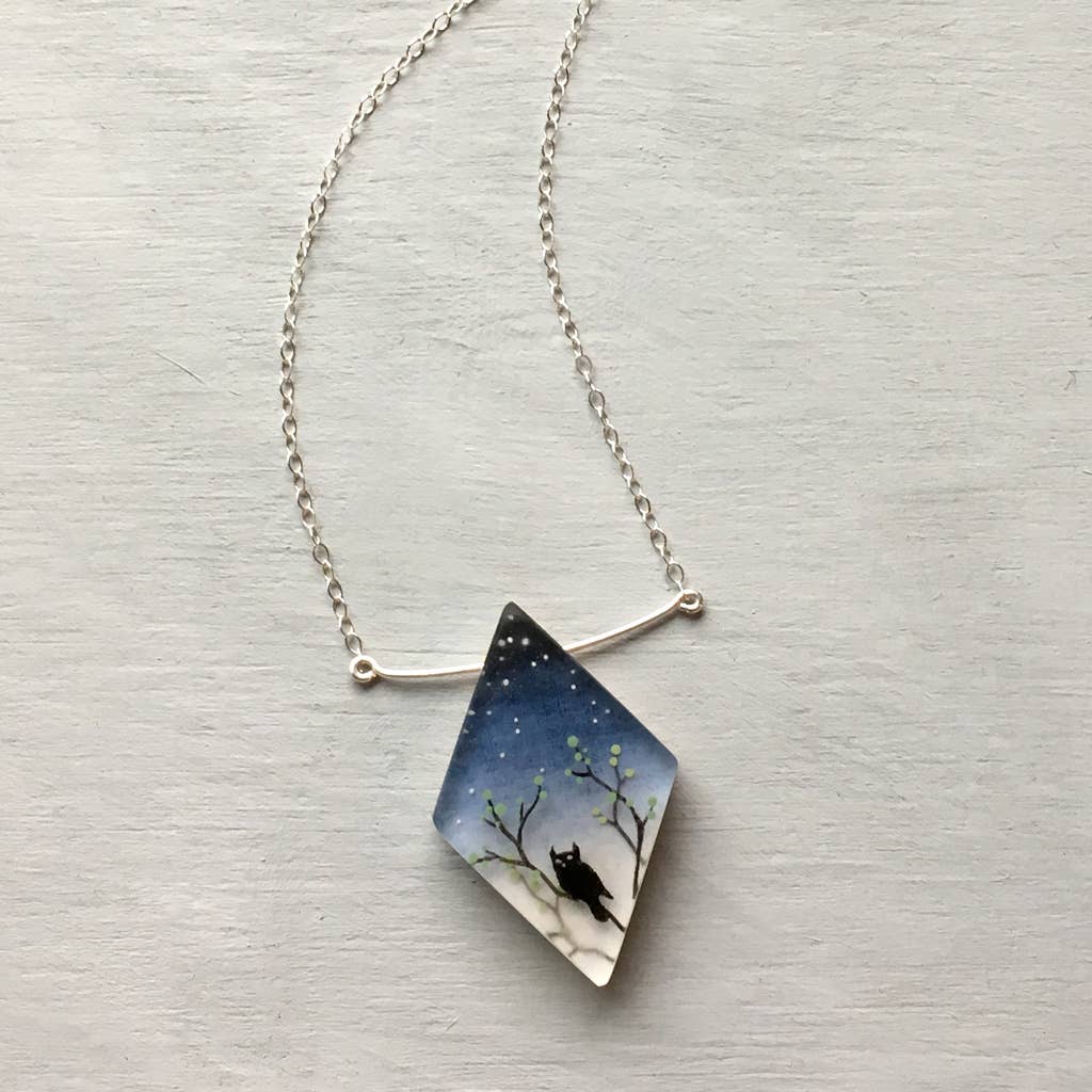 Owl Painted Necklace