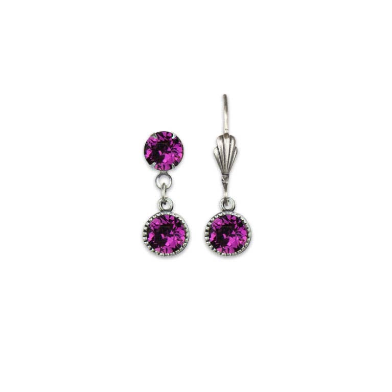 Pair of drop earrings with pink gemstones