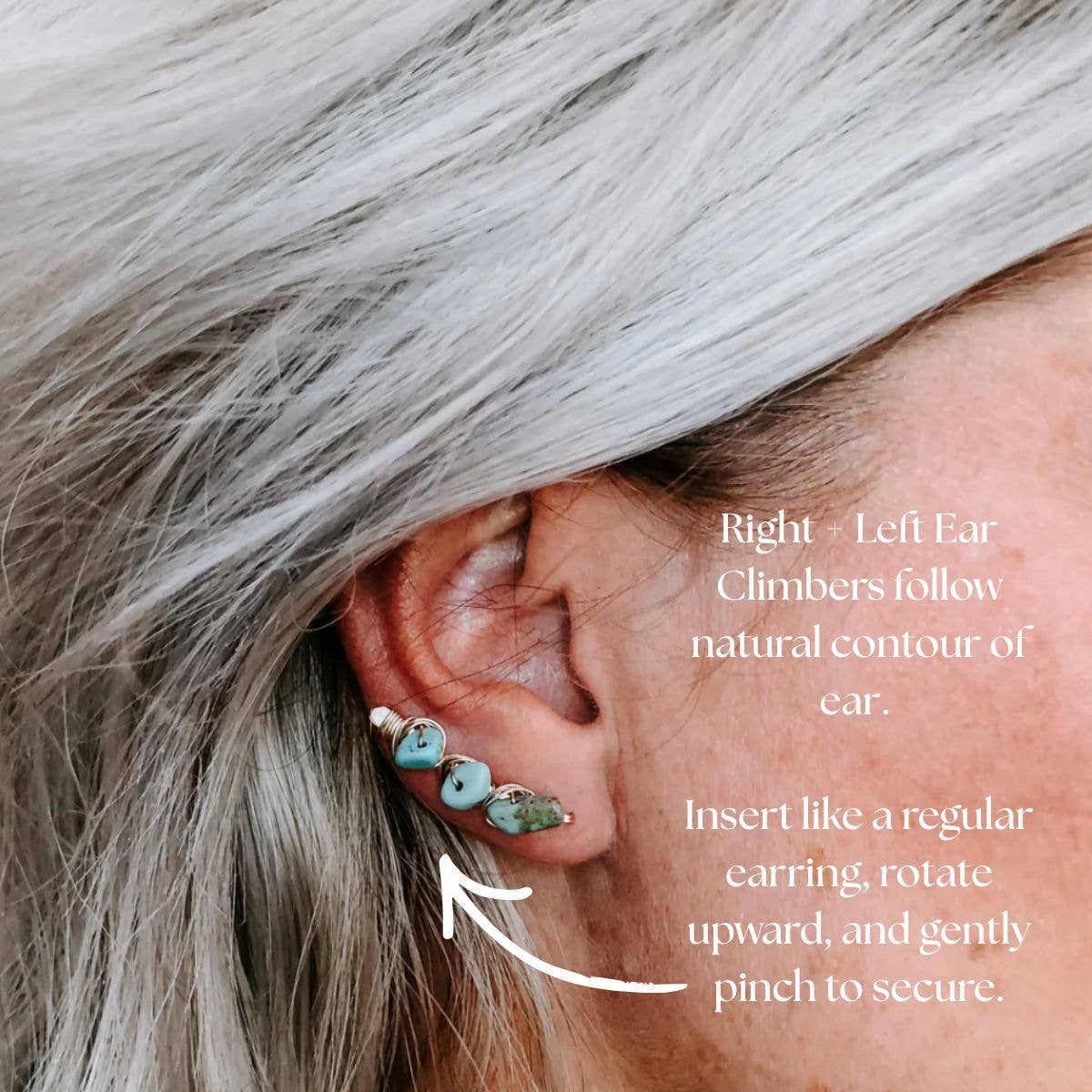 Kingman Turquoise Ear Climbers for the daring diva! Who needs basic studs when you can climb?
