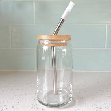 Bamboo Lid & Straw for Beer Can Glass by Counter Couture