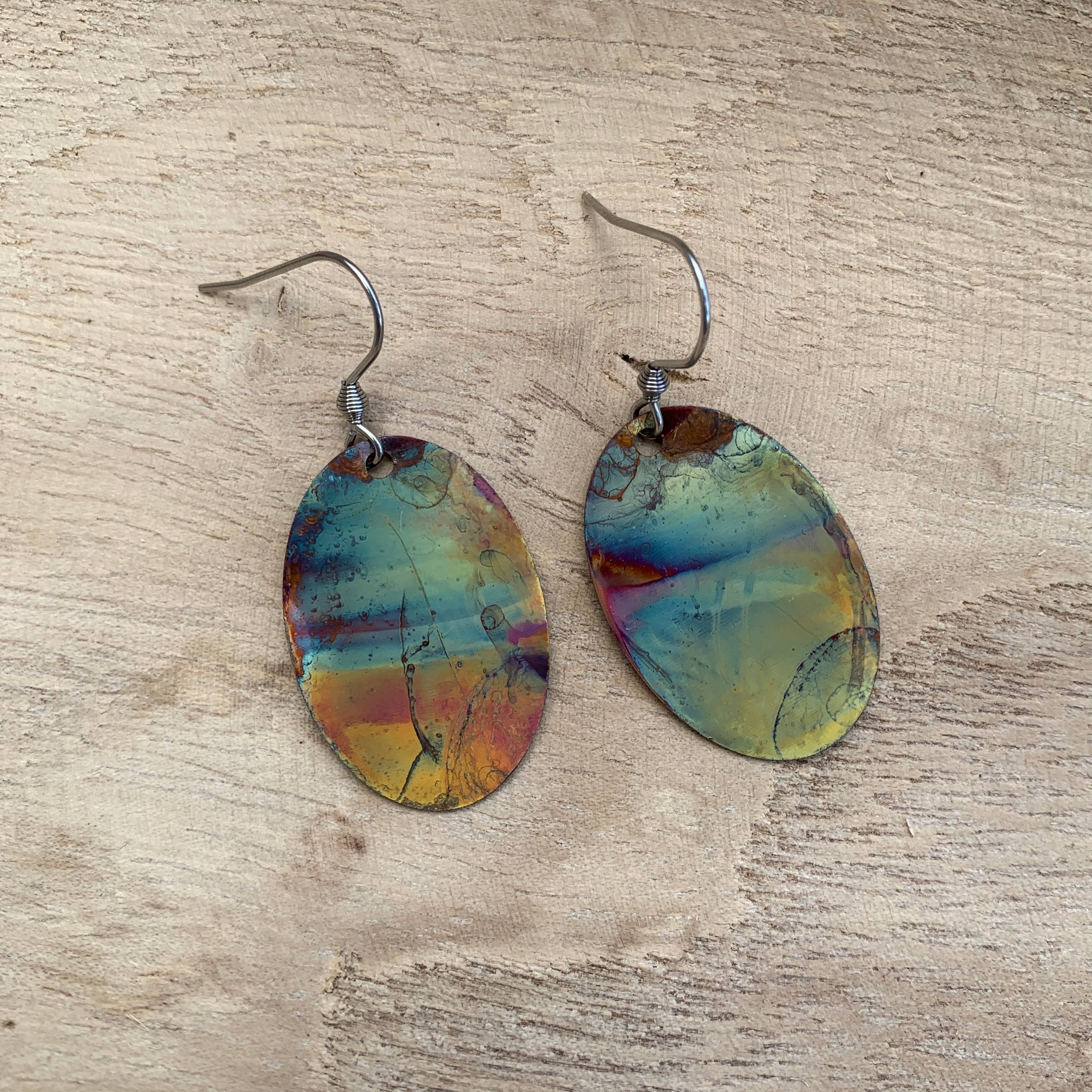 Oval Copper Earrings