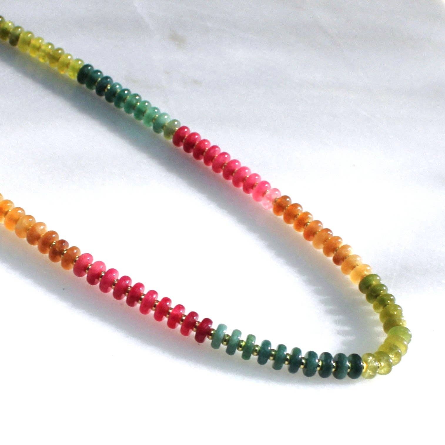 Desert Hues Beaded Necklace featuring vibrant, sun-washed stones in earthy tones. Handcrafted by The Silver Wren.