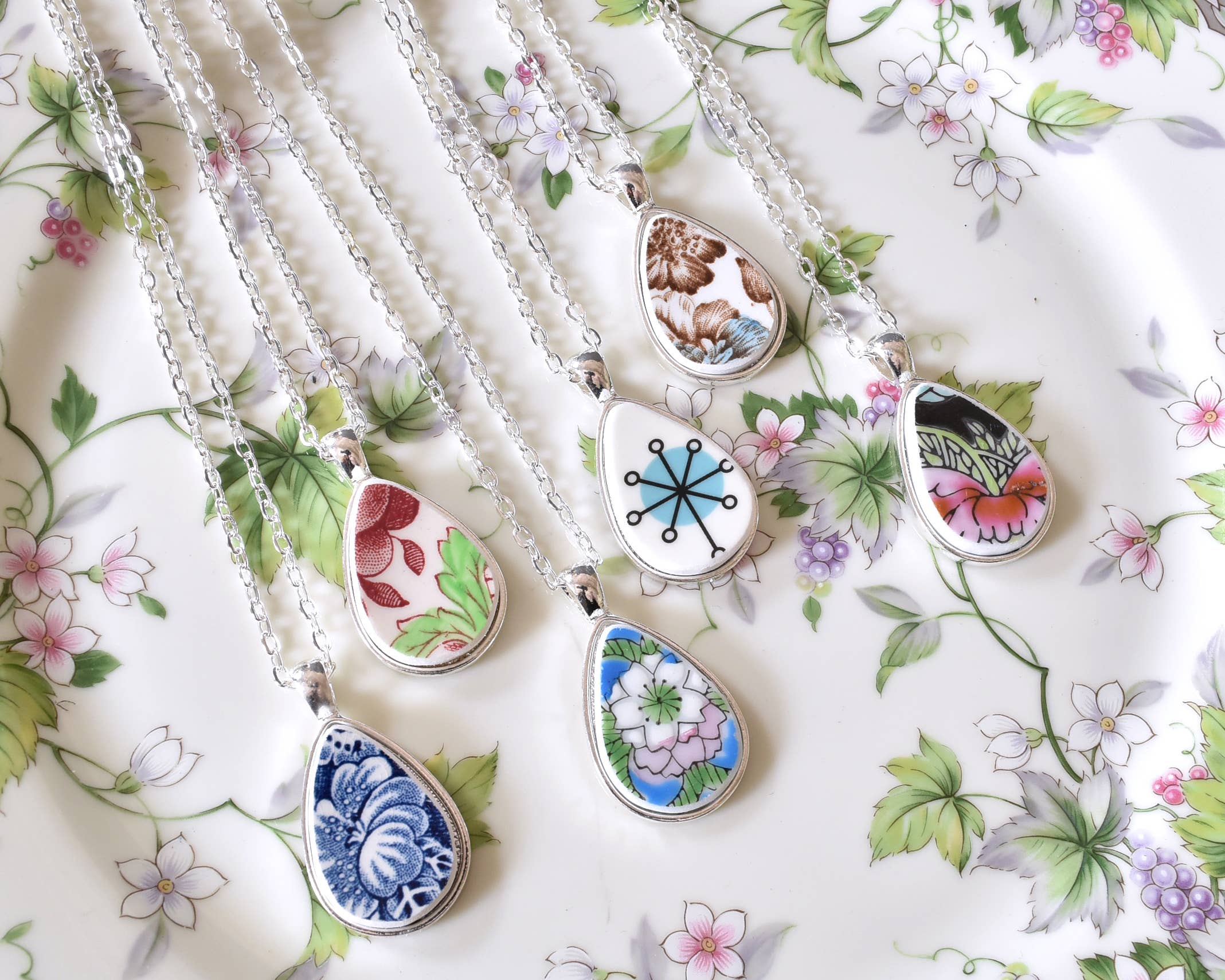 Broken Plate Teardrop Necklace  