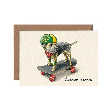 Dog skateboarding boarder terrier greeting card