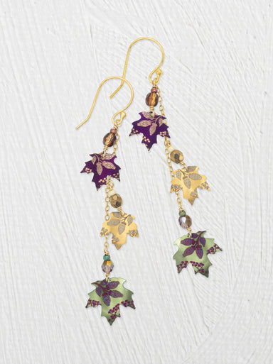 Maple Chime Earrings by Holly Yashi - Autumn leaves in plum, gold, and green that won't fall off your ears like real ones do!