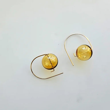 yellow glass round earrings