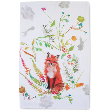fox watercolor tea towel