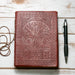 leather journal with etched tree