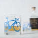whiskey glass with blue bicycle print
