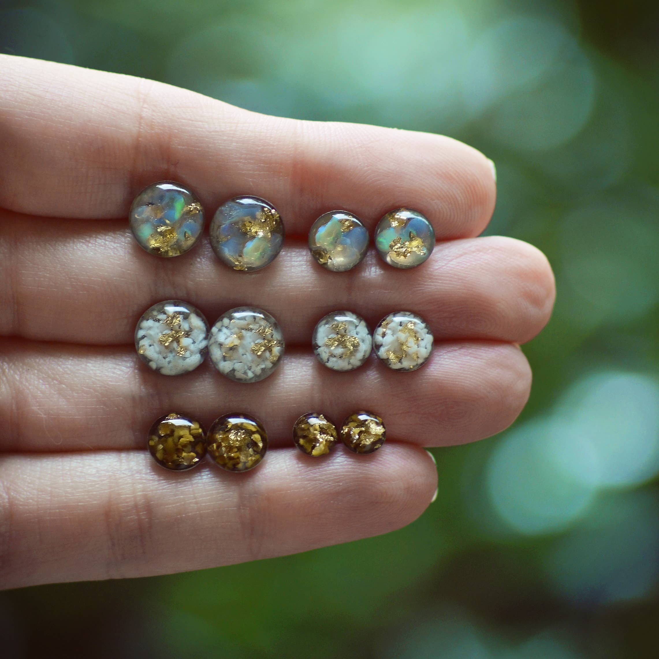 8mm Crushed Gem Post Earring