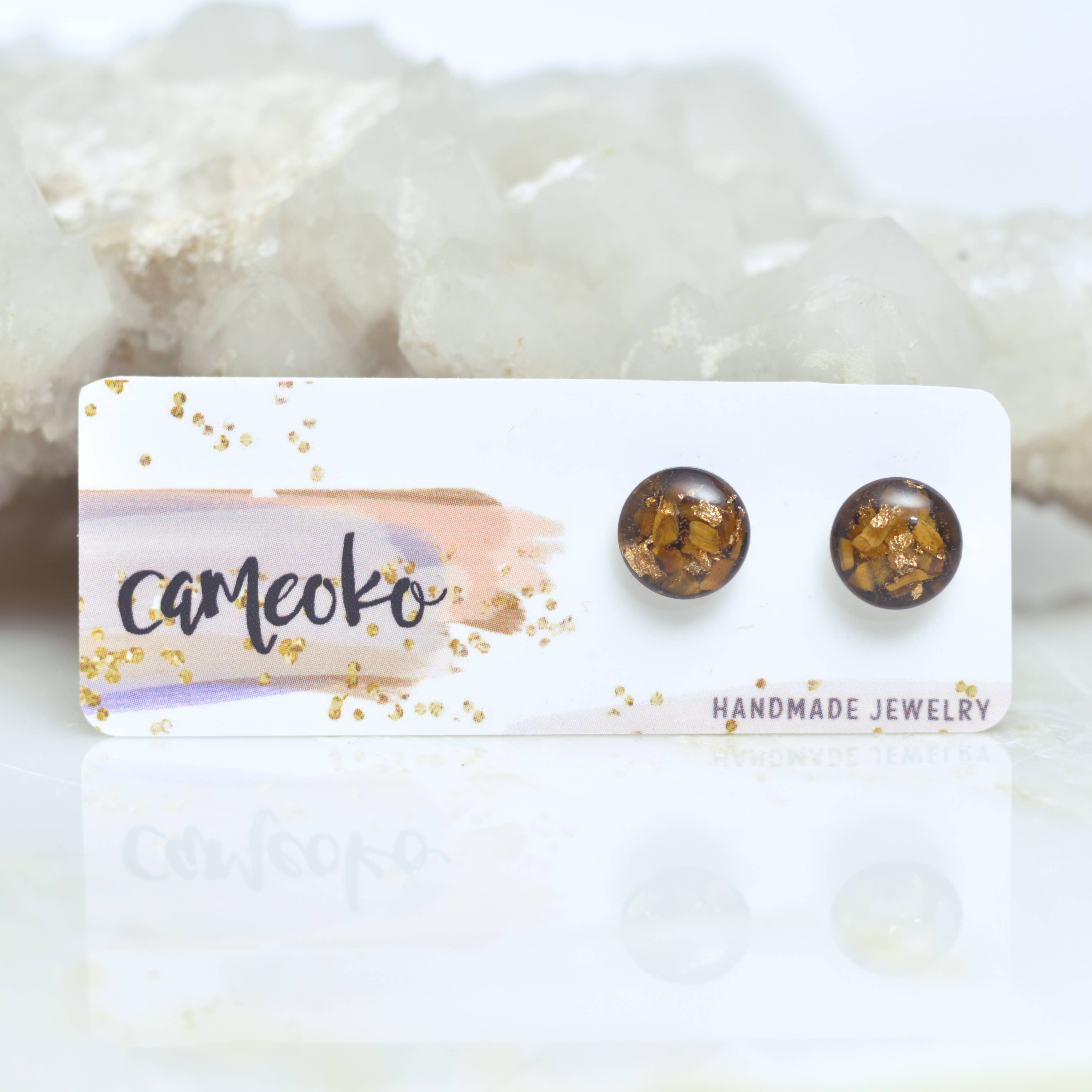 8mm Crushed Gem Post Earring