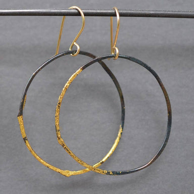 Large Steel and Gold Hoops - industrial elegance with a sprinkle of sparkle, perfect for when you want to feel like a boss while staying stylish!