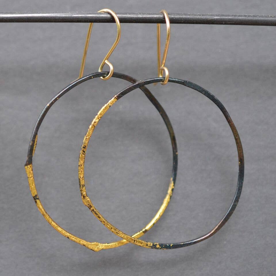 Large Steel and Gold Hoops - industrial elegance with a sprinkle of sparkle, perfect for when you want to feel like a boss while staying stylish!