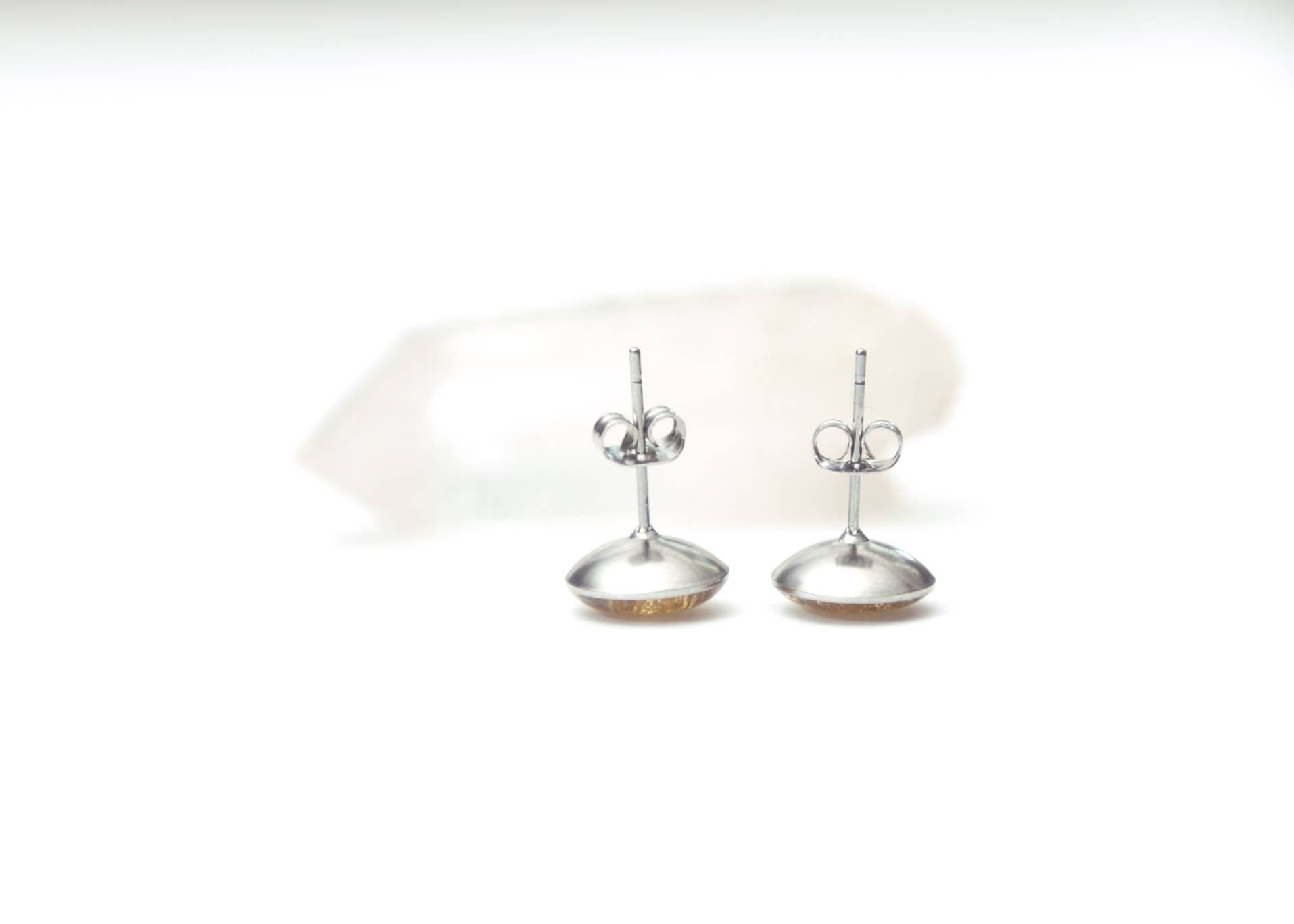8mm Crushed Gem Post Earring