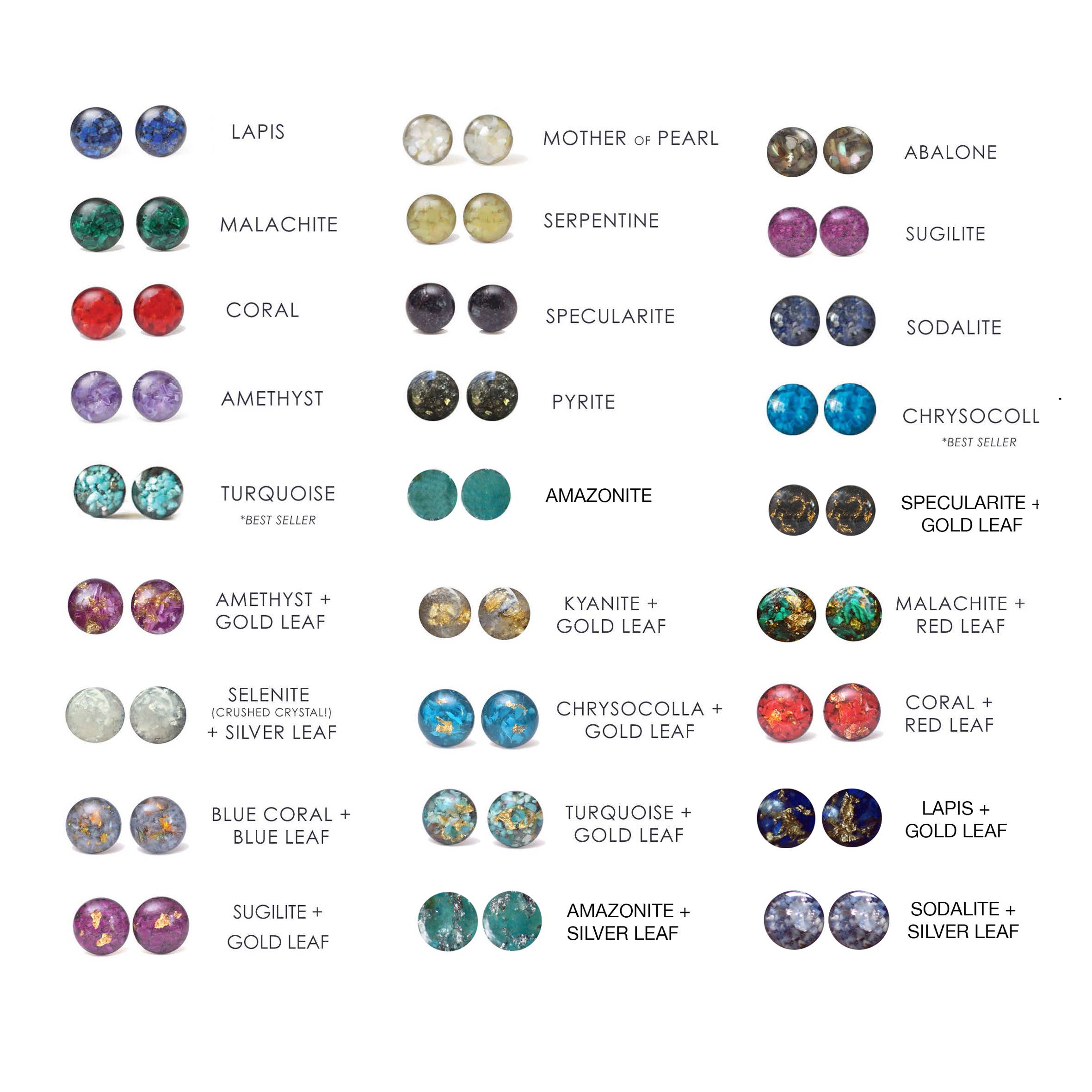 8mm Crushed Gem Post Earring