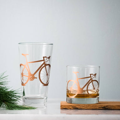 bicycle pint glasses with  short glass
