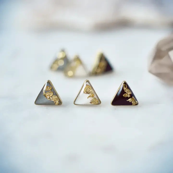 gold leaf triangle earrings
