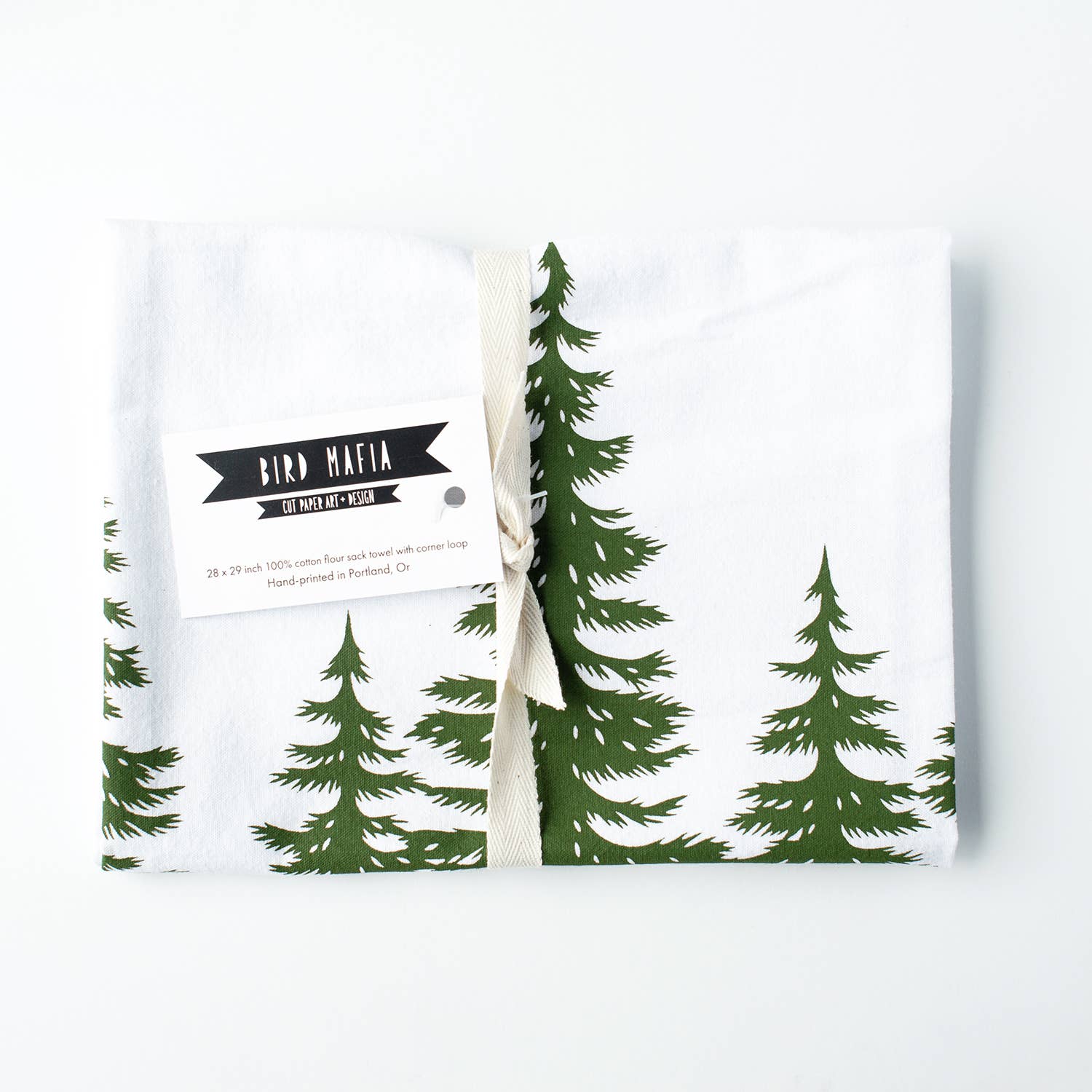Treeline Flour Sack Towel: Moss green