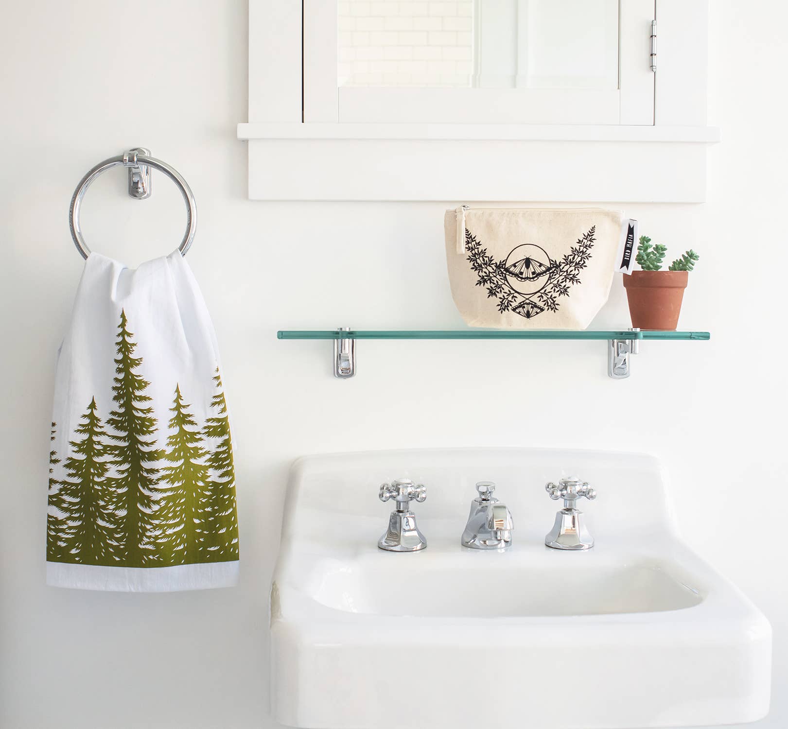 Treeline Flour Sack Towel: Moss green