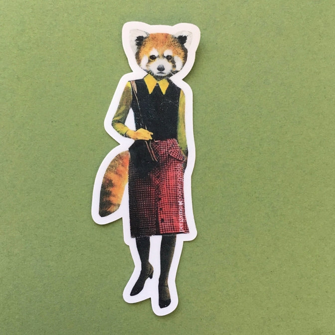 Teacher raccoon in a skirt vinyl sticker
