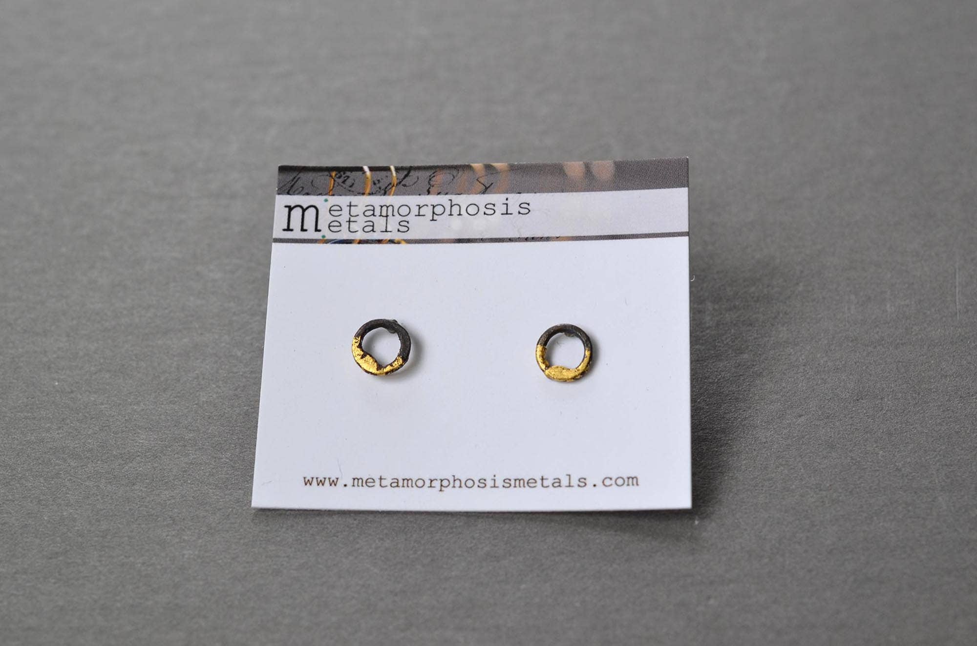 Steel and Gold Tiny Circle Studs
