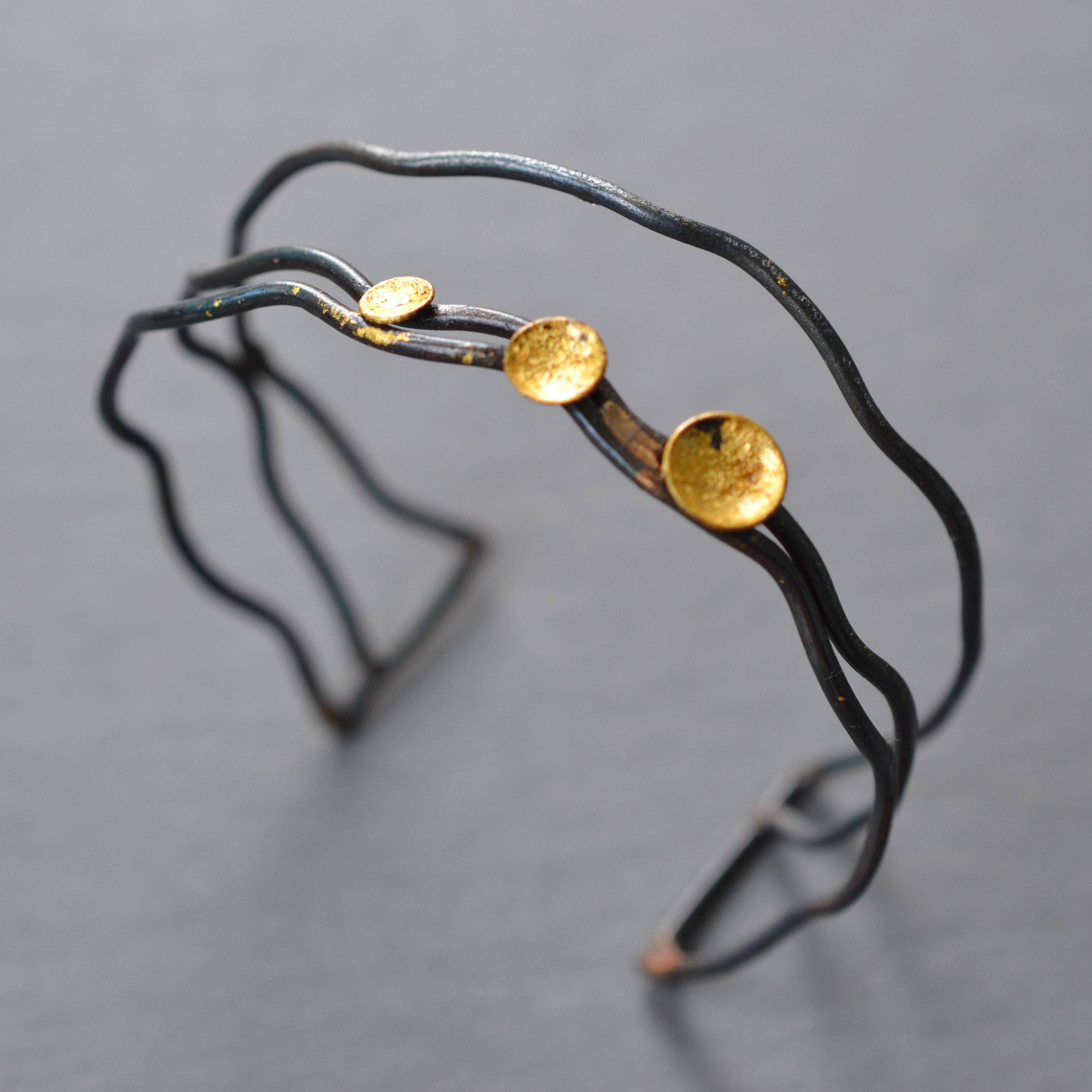 Gold Pool Linear Cuff Bracelet