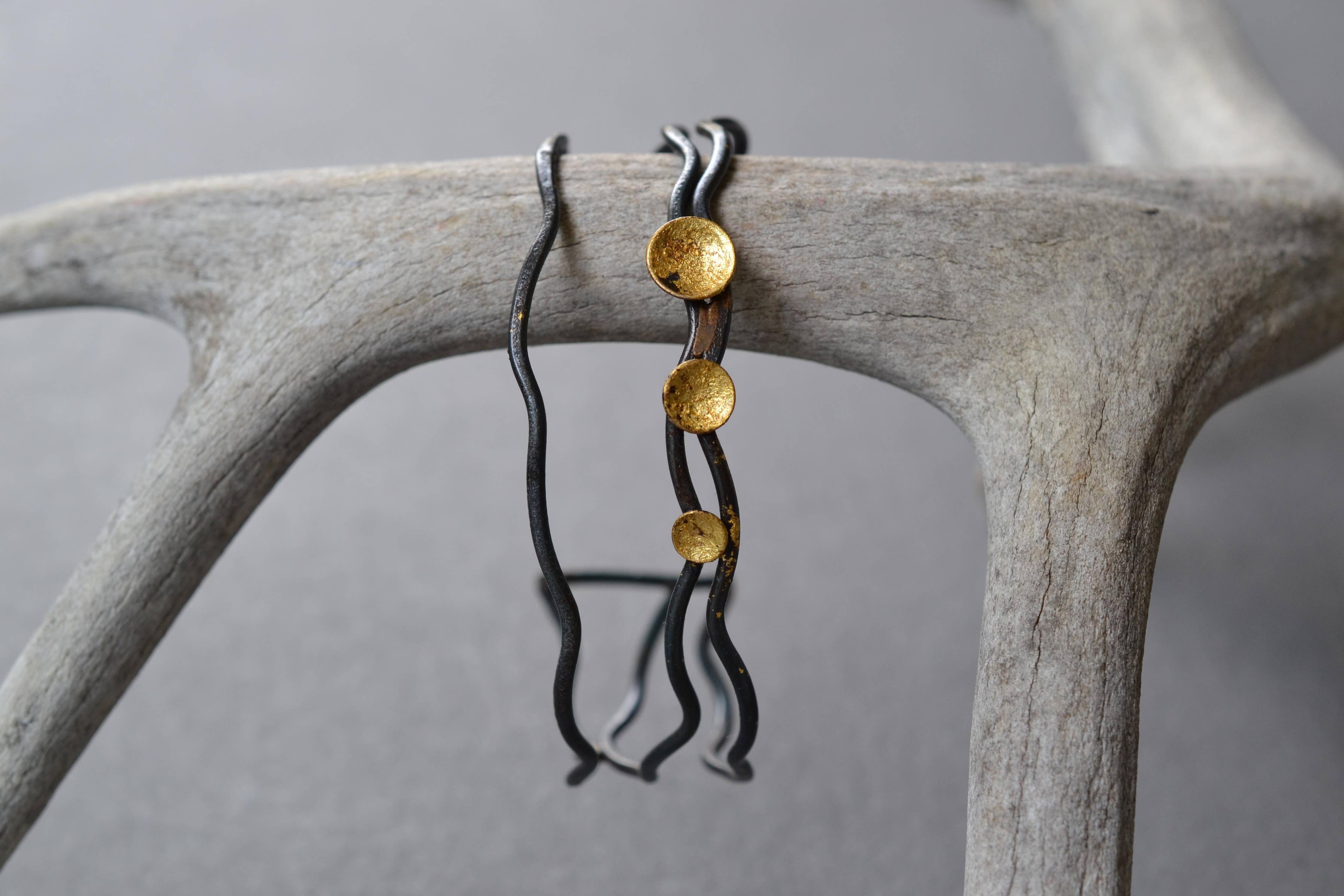 Gold Pool Linear Cuff Bracelet