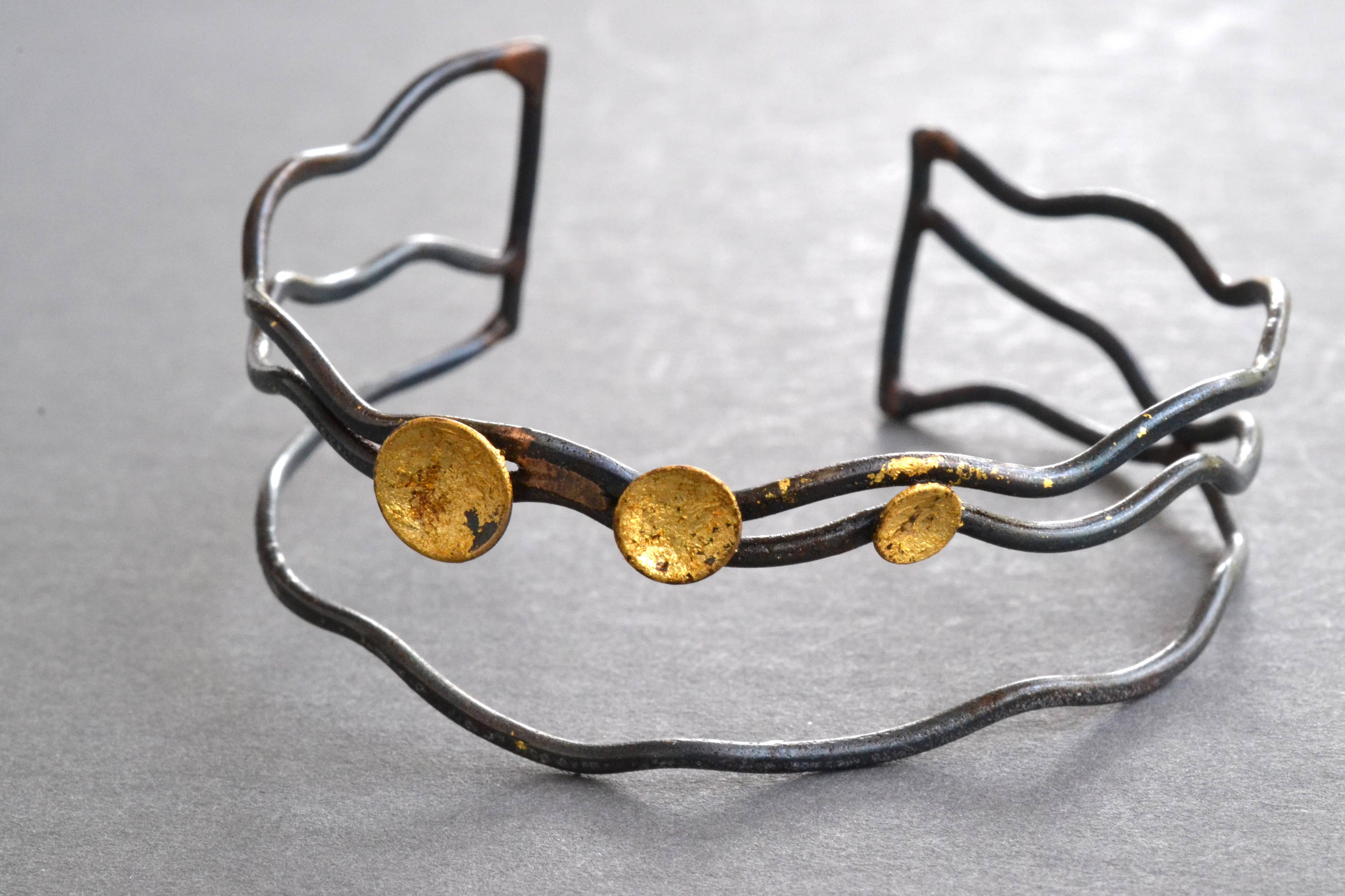 Gold Pool Linear Cuff Bracelet