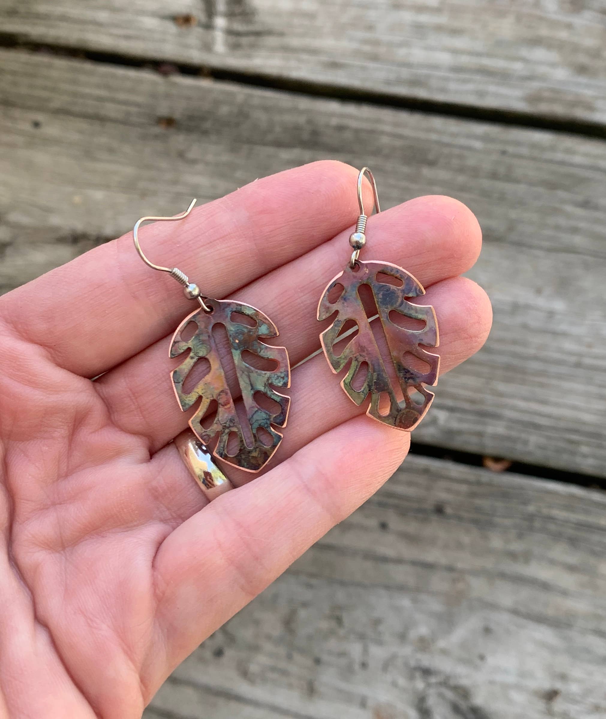 Swiss Leaf Copper Earrings