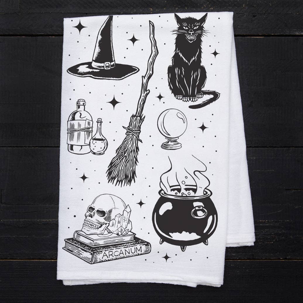 Spooky Halloween Flour Sack Towel - Eco-Friendly | Hand-Drawn