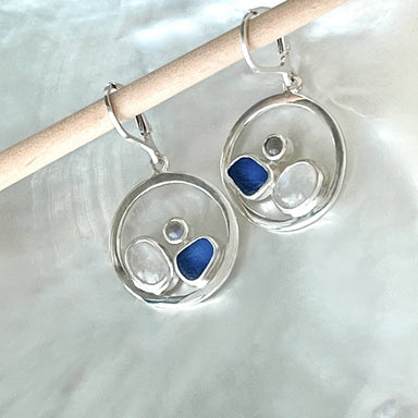 Silver sea glass earrings