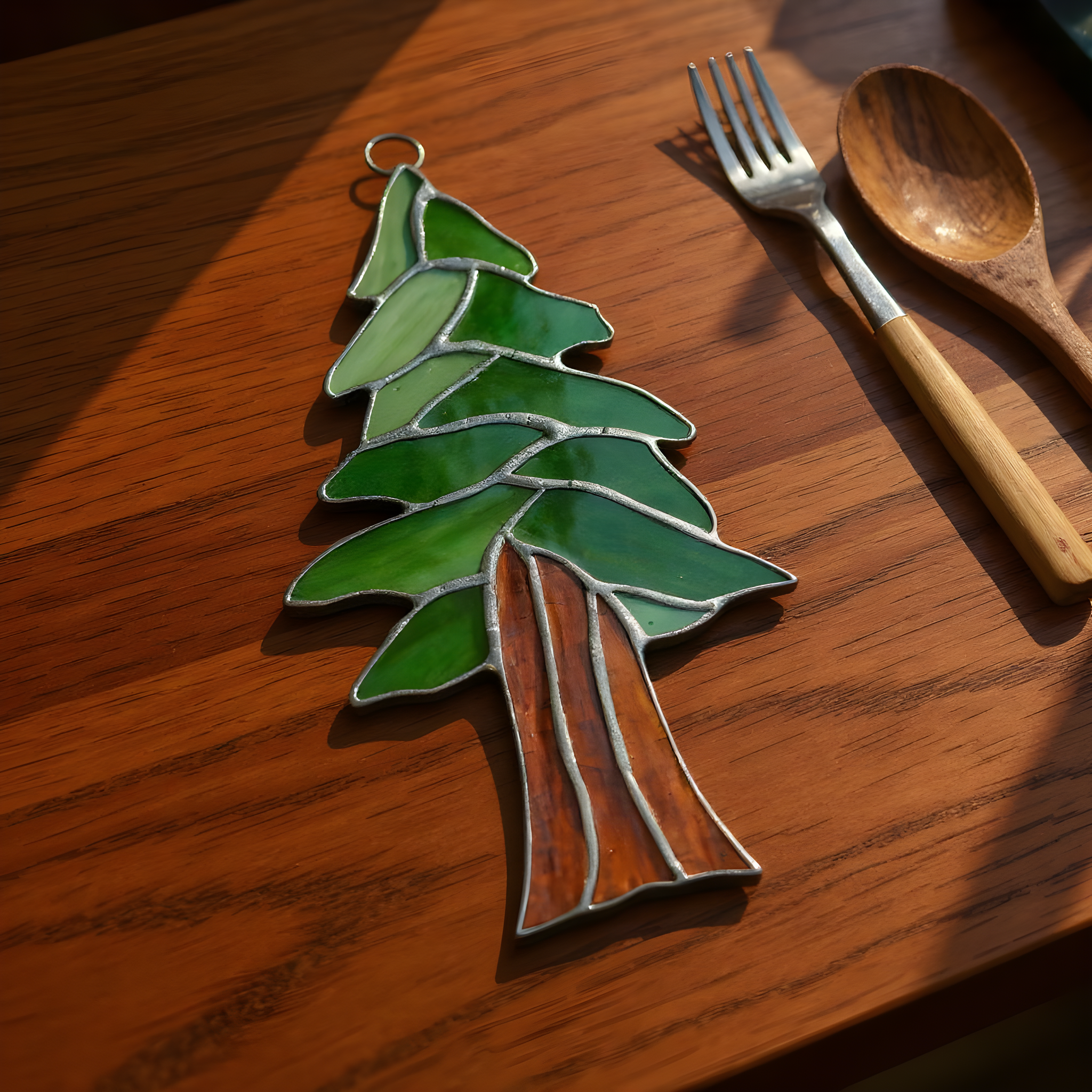 Redwood Tree Stained Glass 7" × 4" – Nature & Garden Decor