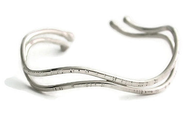 Textured Double Wave Cuff Bracelet with Balled Ends