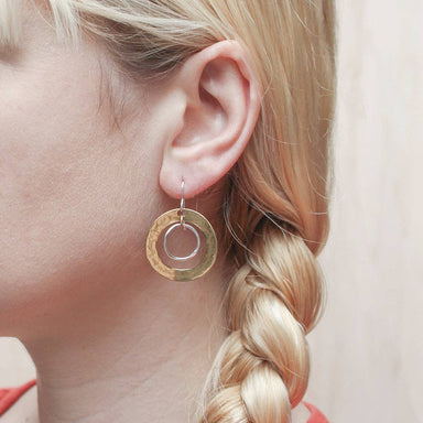 Wide Ring with Hammered Wire Hoop Wire Earrings by Marjorie Baer, handcrafted jewelry made in California