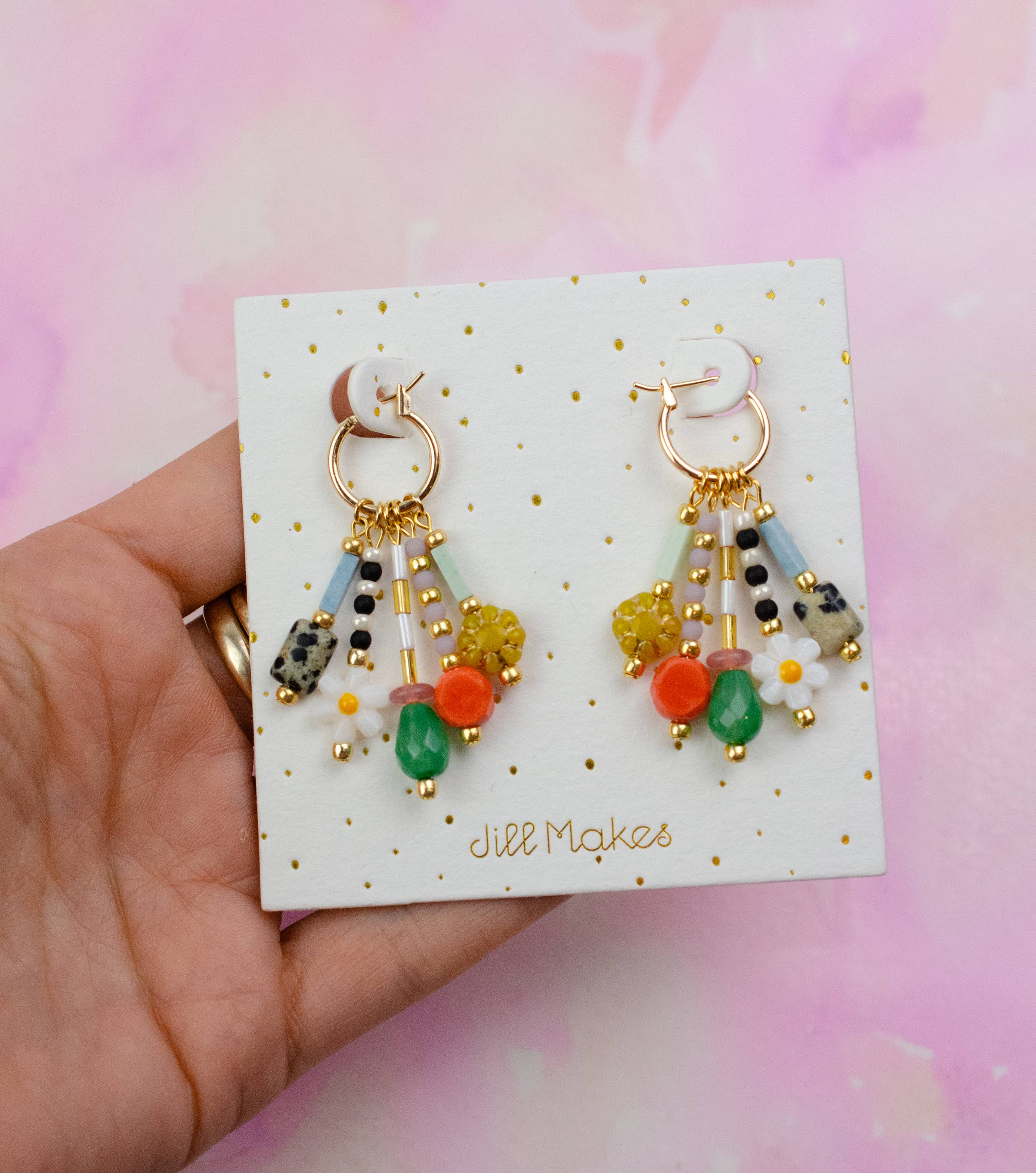 Colorful Beaded Charm Earrings