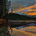 Chris Hinck painting lake with mountains and sunset