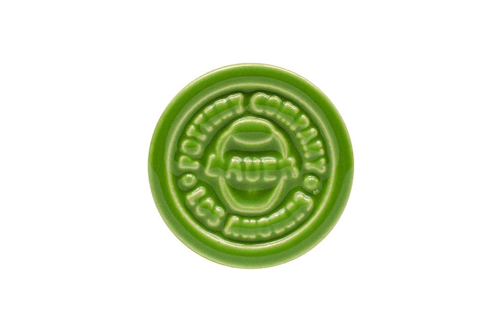 Green ceramic stamp with Bauer Pottery Company