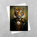 tiger dressed in suit and flowers greeting card