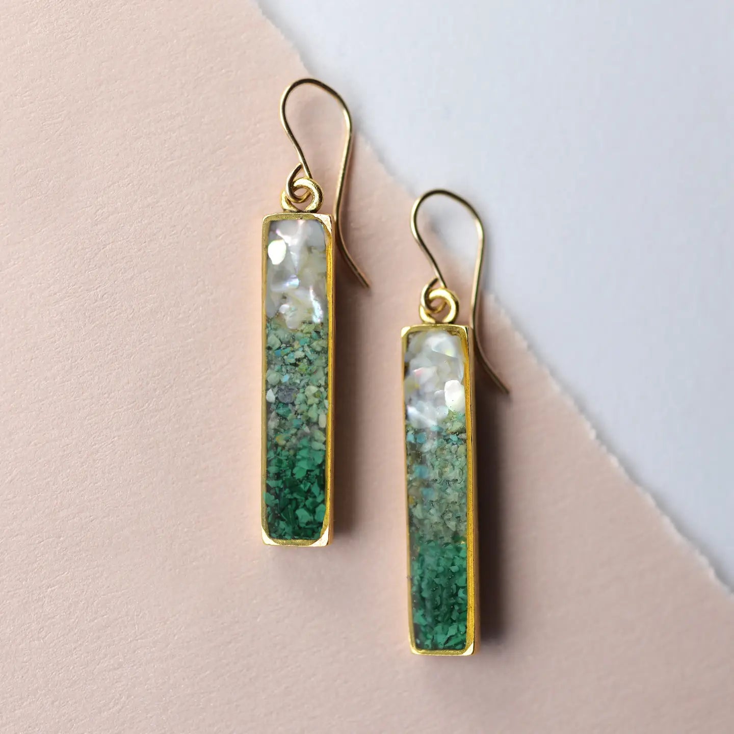 Colorblock Gradient Gemstone Bar Earrings