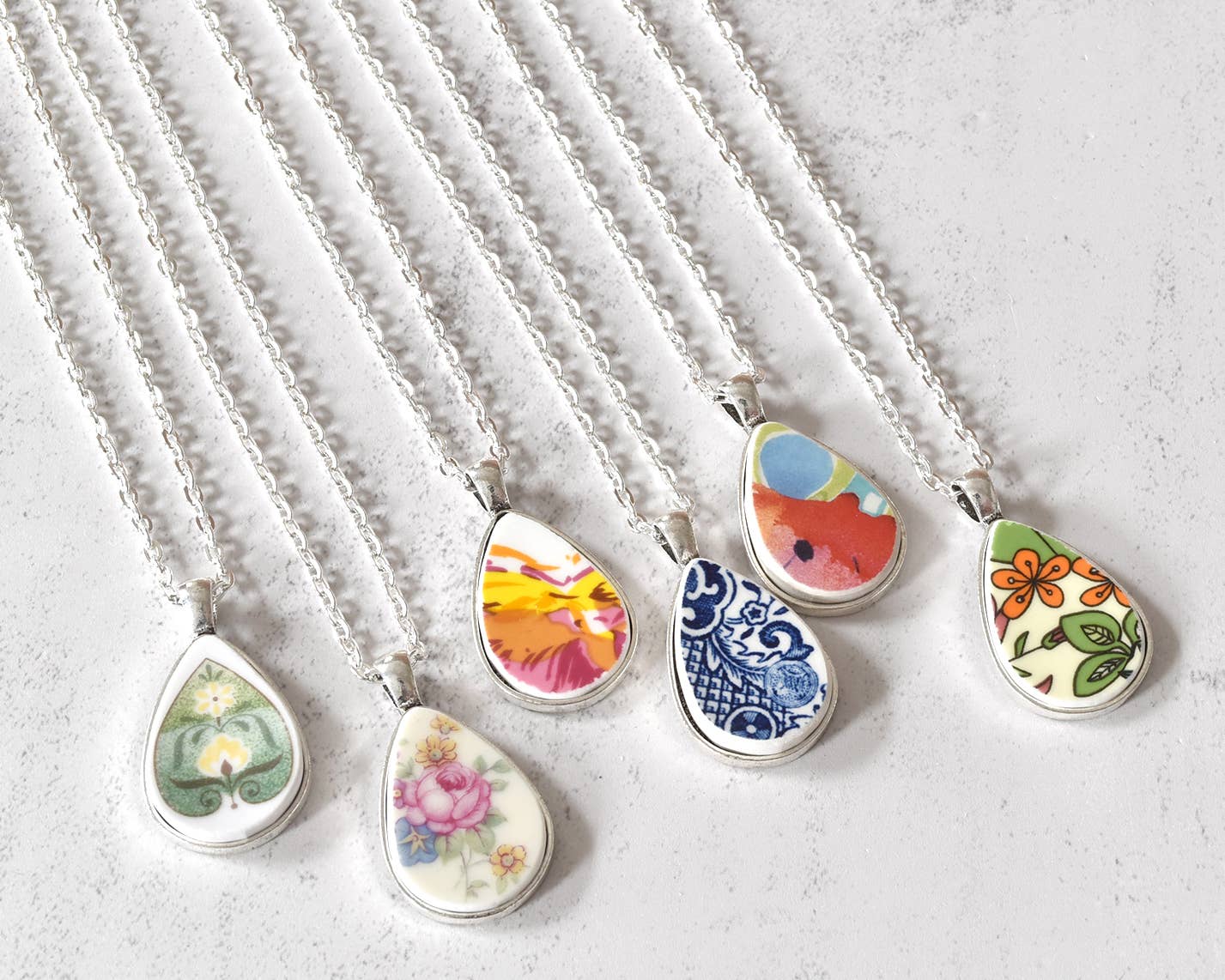 Broken Plate Teardrop Necklace  