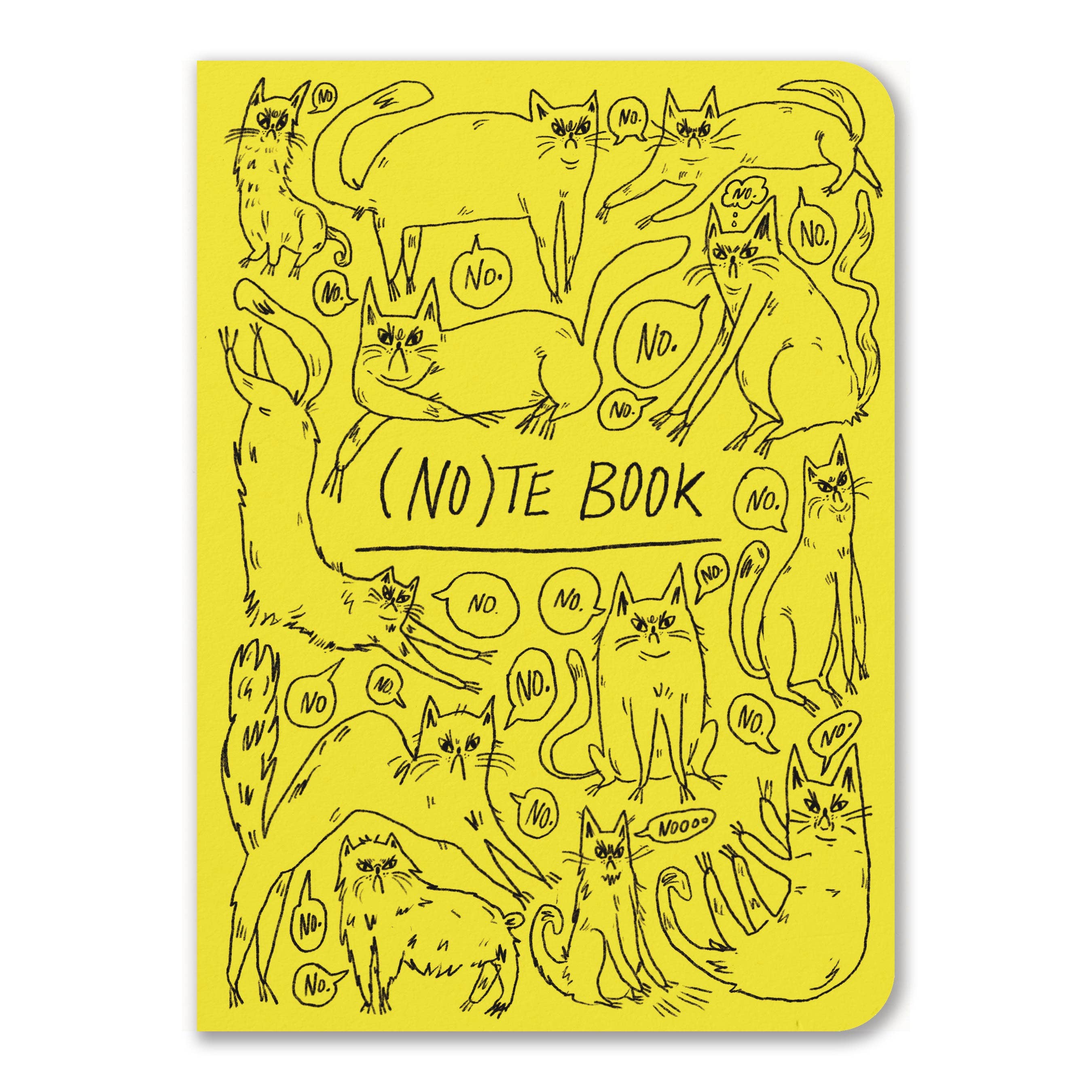 Notebook with cat illustrations and 'Note Book' text on yellow background